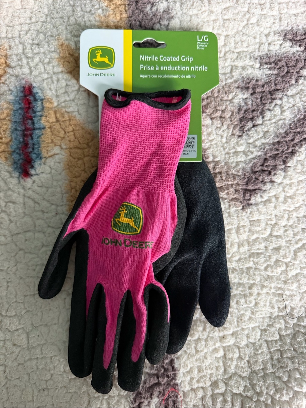 John Deere Pink and Black Nitrile Coated Grip Gloves